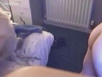 Dog sniffing a beastiality lover's pussy